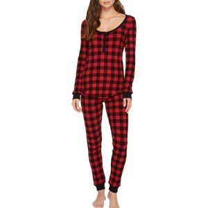 🎉HP🎉 PLUSH BUFFALO PLAID THERMAL PJ PAJAMA SET RED & BLACK SZ S